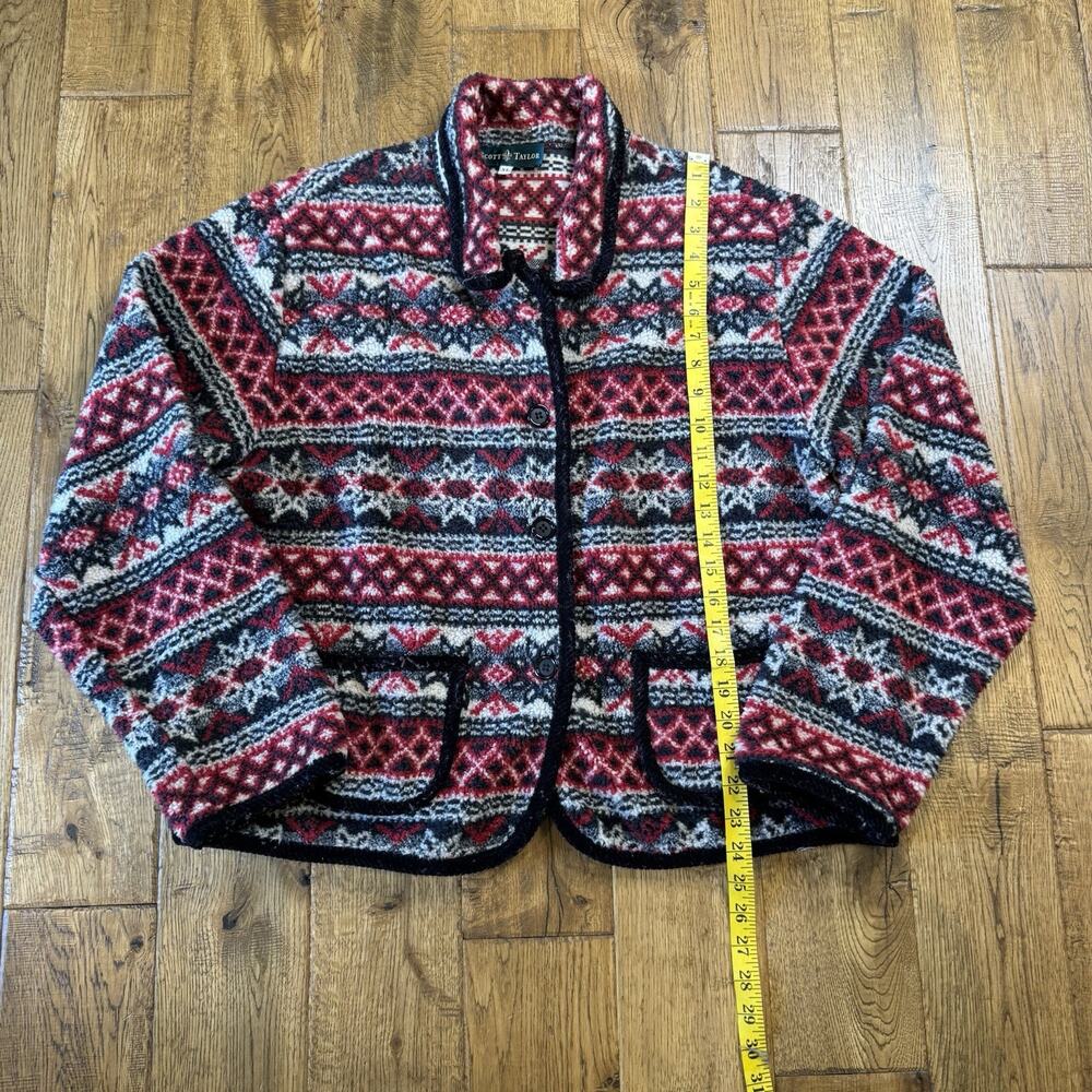 Vintage 90s Scott Taylor Sherpa Button Up Jacket Shacket Winter Christmas Sz XL - Picture 3 of 7